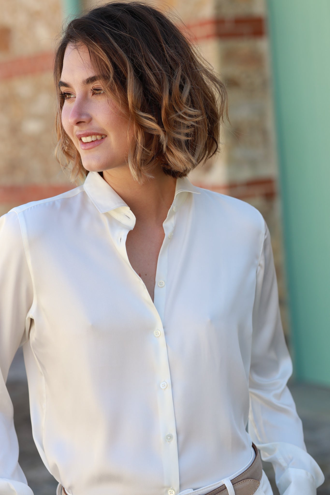 Chemisier Clémence soyeux - Ecru-CHEMISIER FEMME-Curling-Paris