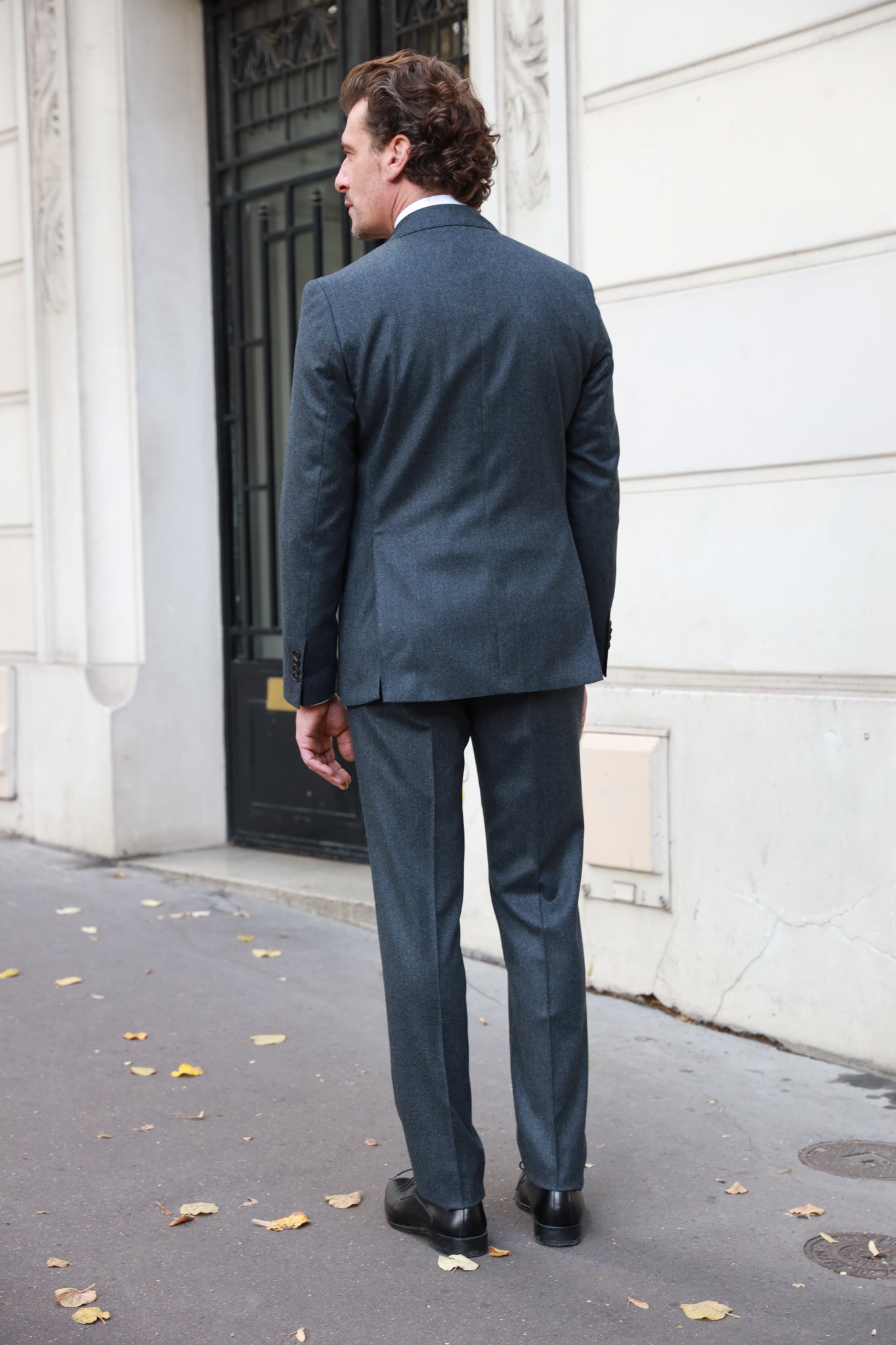 Costume Goal en flanelle pure laine Super 120'S - Gris moyen-COSTUME HOMME-Curling-Paris