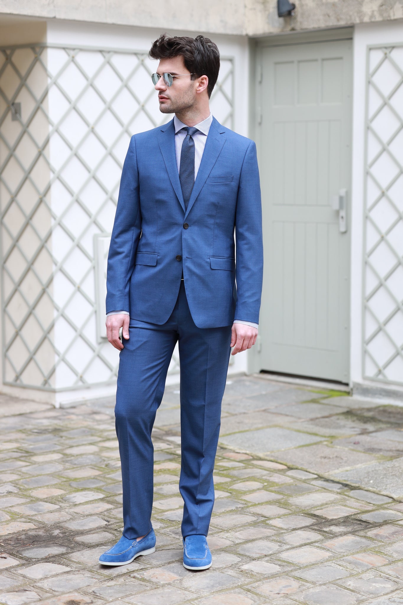 Costume Steven en laine super 120'S - Bleu Jeans-COSTUME HOMME-Curling-Paris