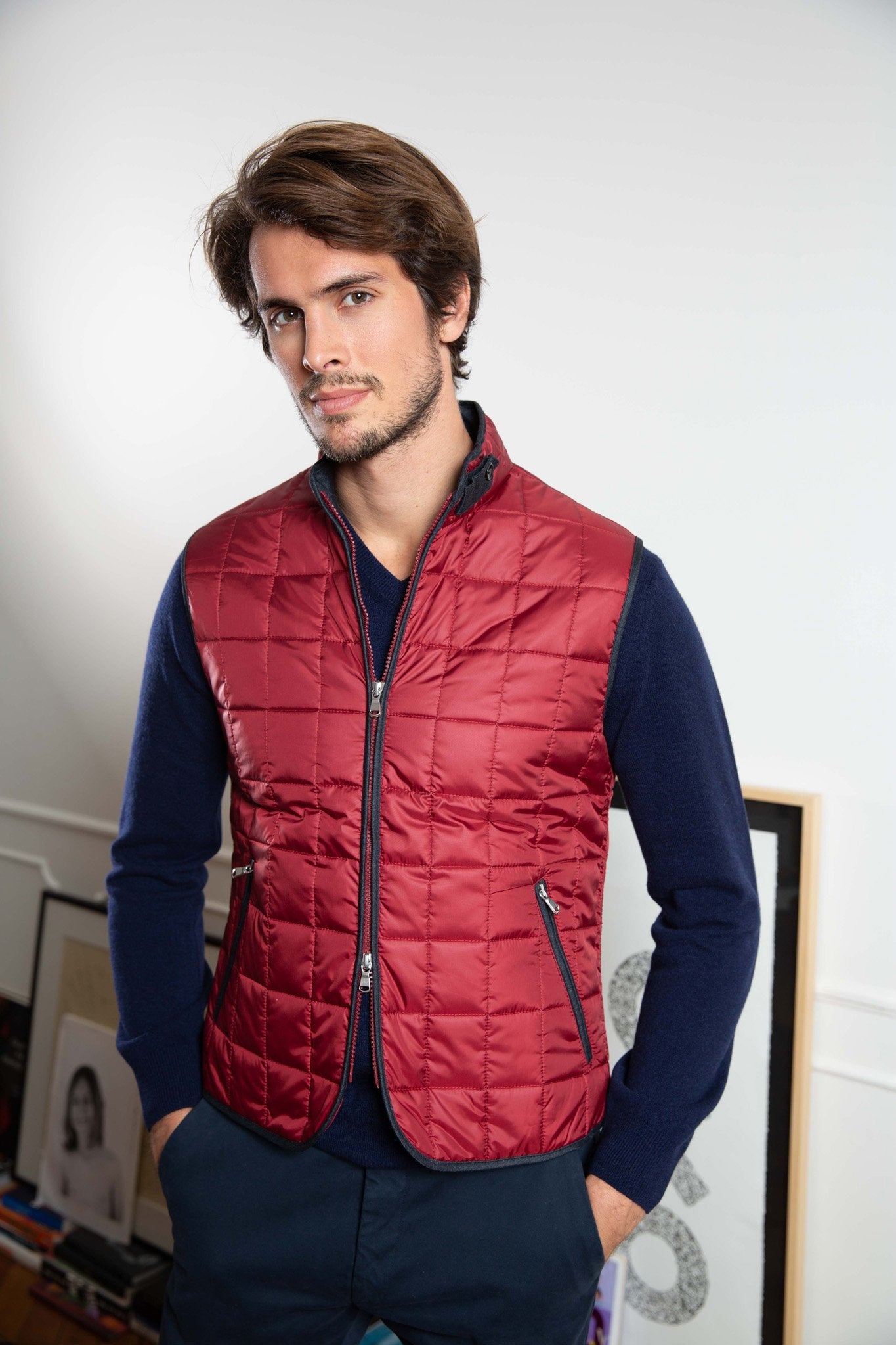 Gilet sans manche Gabin Matelassé - Rouge-MANTEAU HOMME-Curling-Paris