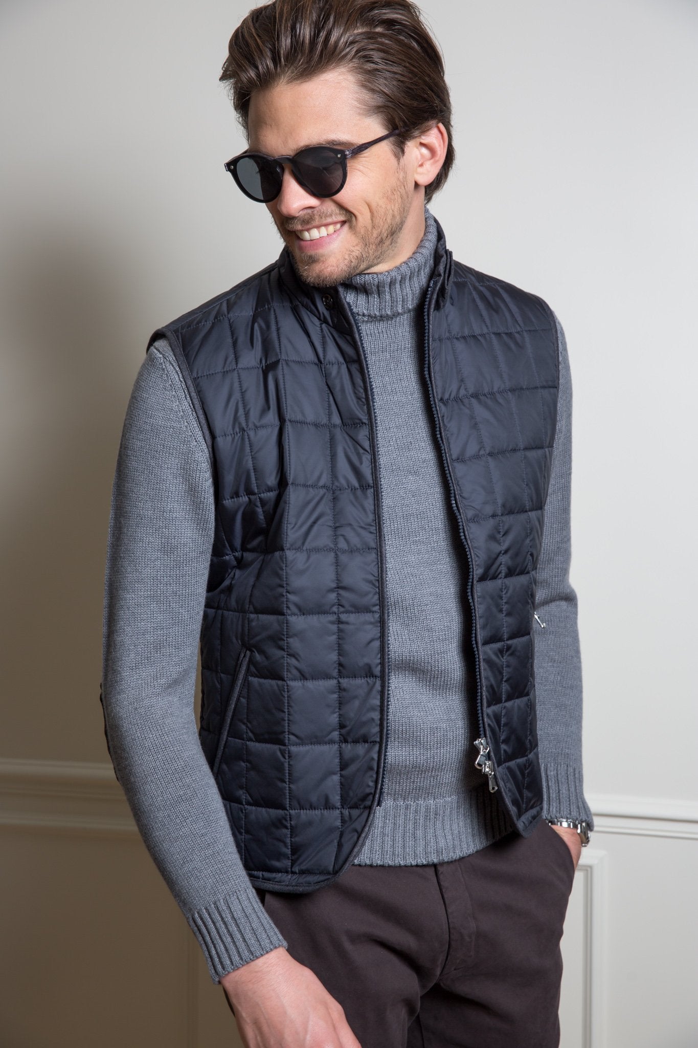 Gilet sans manche Gabin matelassé - Marine-MANTEAU HOMME-Curling-Paris