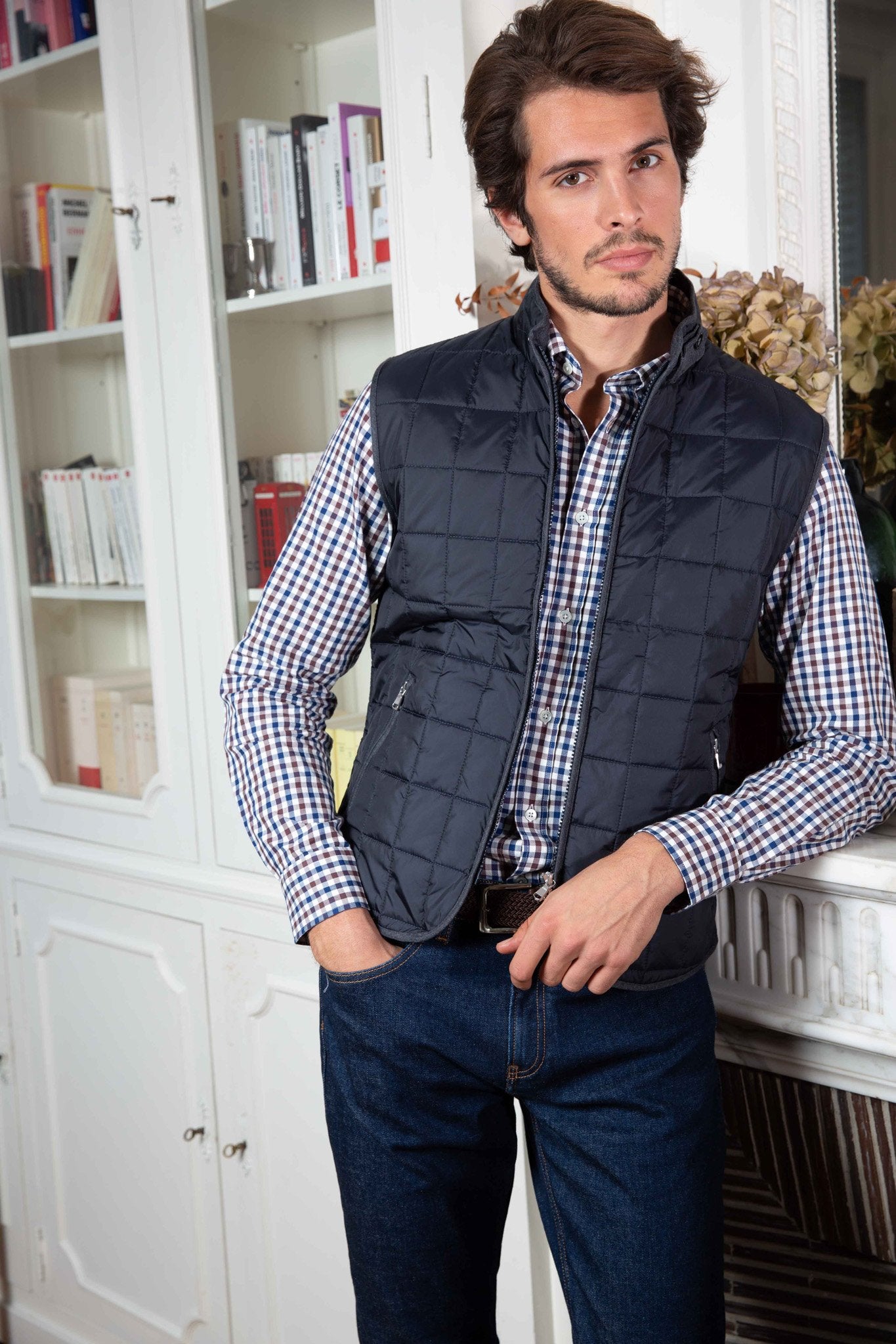 Gilet sans manche Gabin matelassé - Marine-MANTEAU HOMME-Curling-Paris