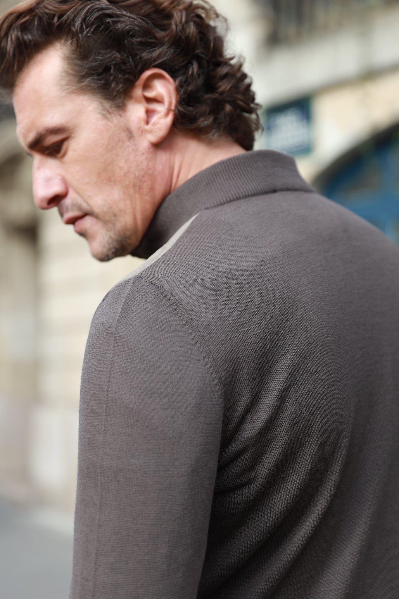 Gilet zippé Baptiste en laine mérinos et et nubuck - Taupe-PULL HOMME-Curling-Paris