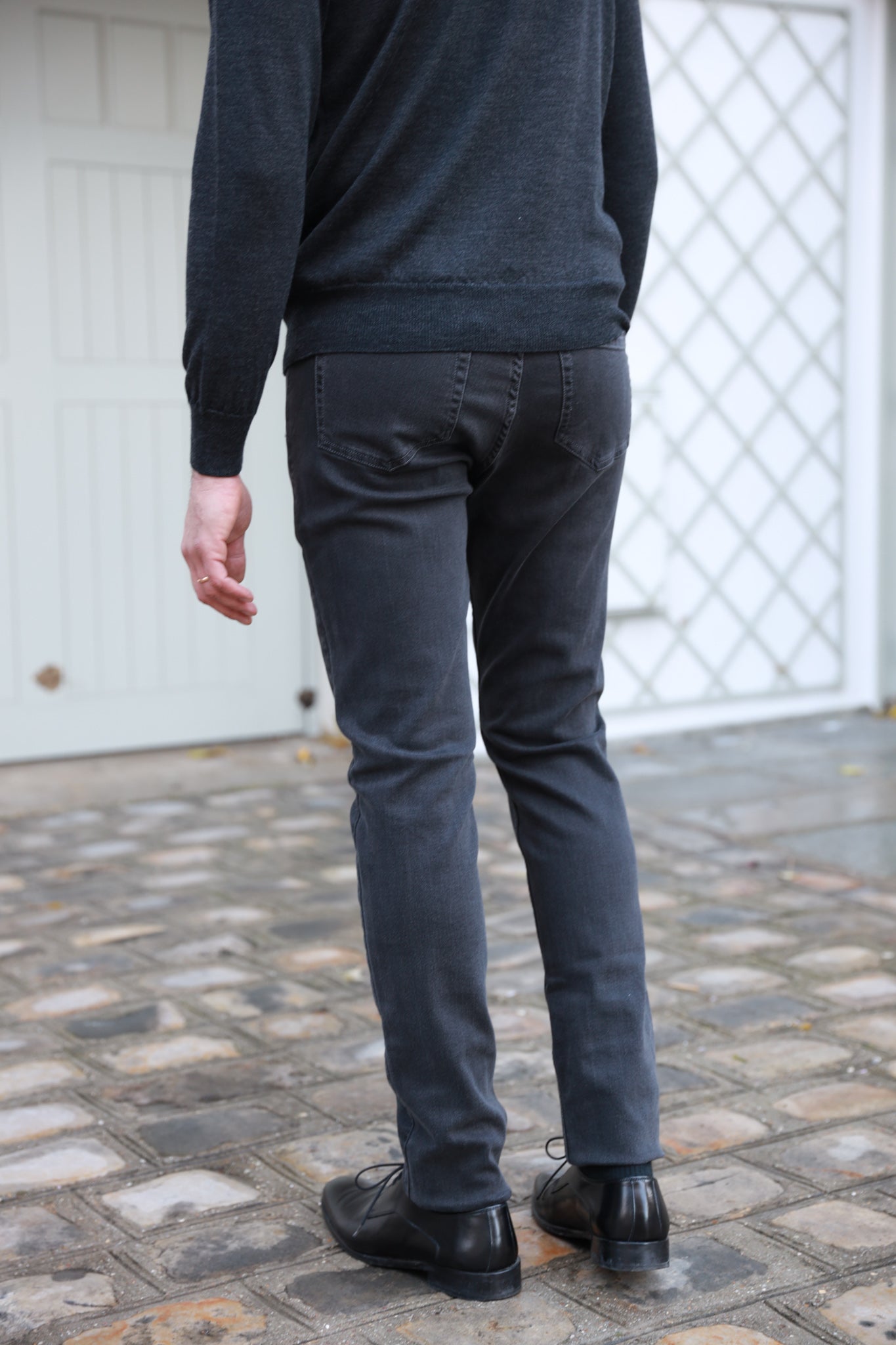 Jeans James en coton stretch - Anthracite-PANTALON HOMME-Curling-Paris