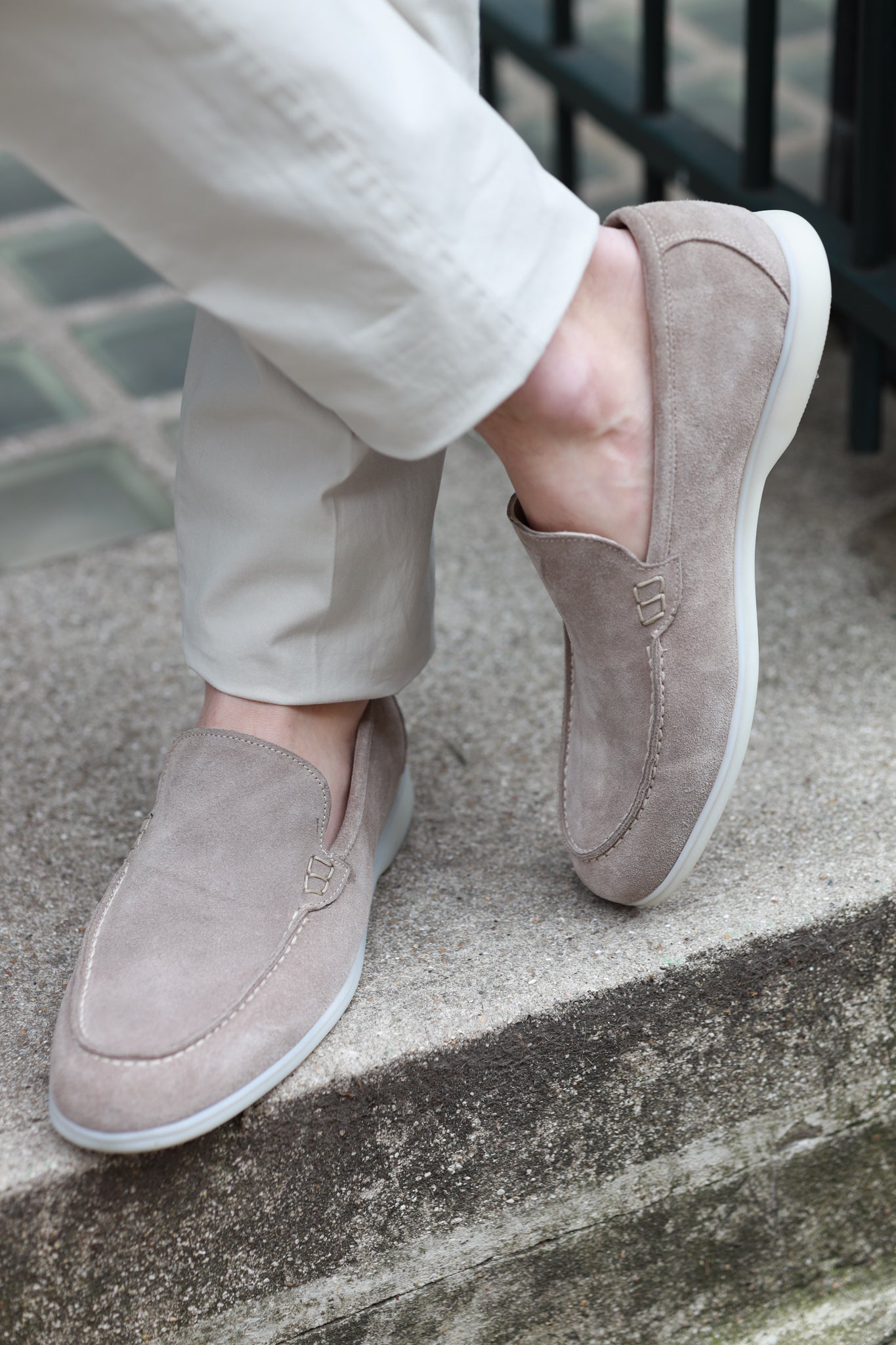 Mocassin en daim Lauren - Beige-CHAUSSURES HOMME-Curling-Paris