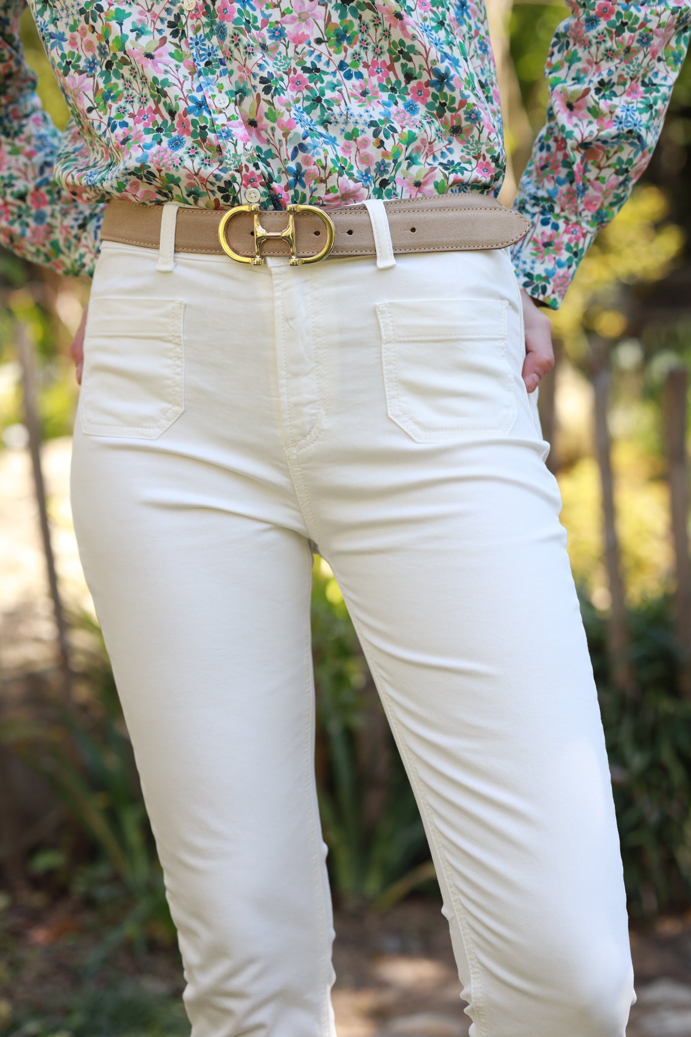 Pantalon Diego en coton stretch - Ecru-PANTALON FEMME-Curling-Paris