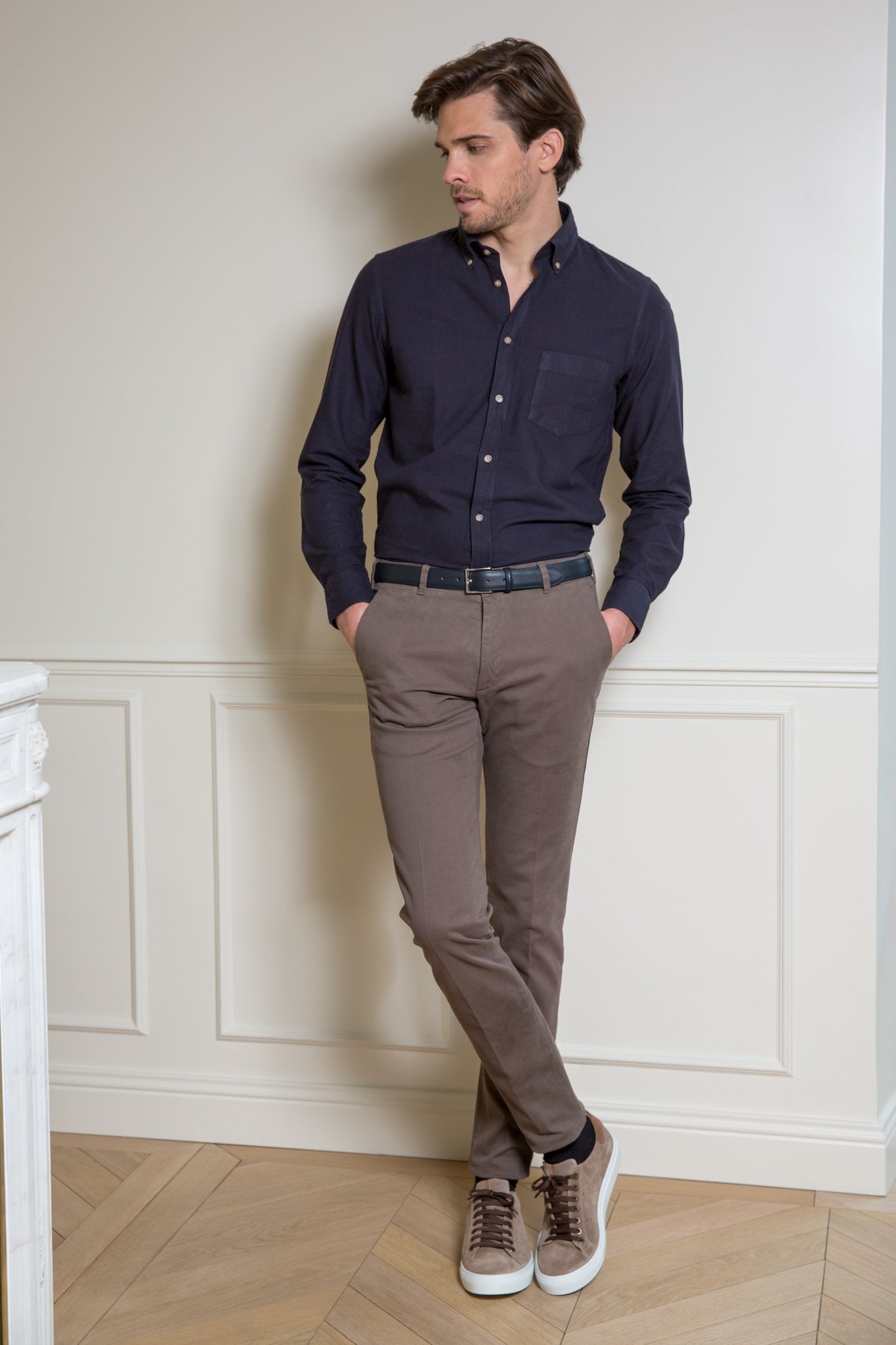 Pantalon Seanfit coupe ajustée en drill de coton d'hiver-PANTALON HOMME-Curling-Paris