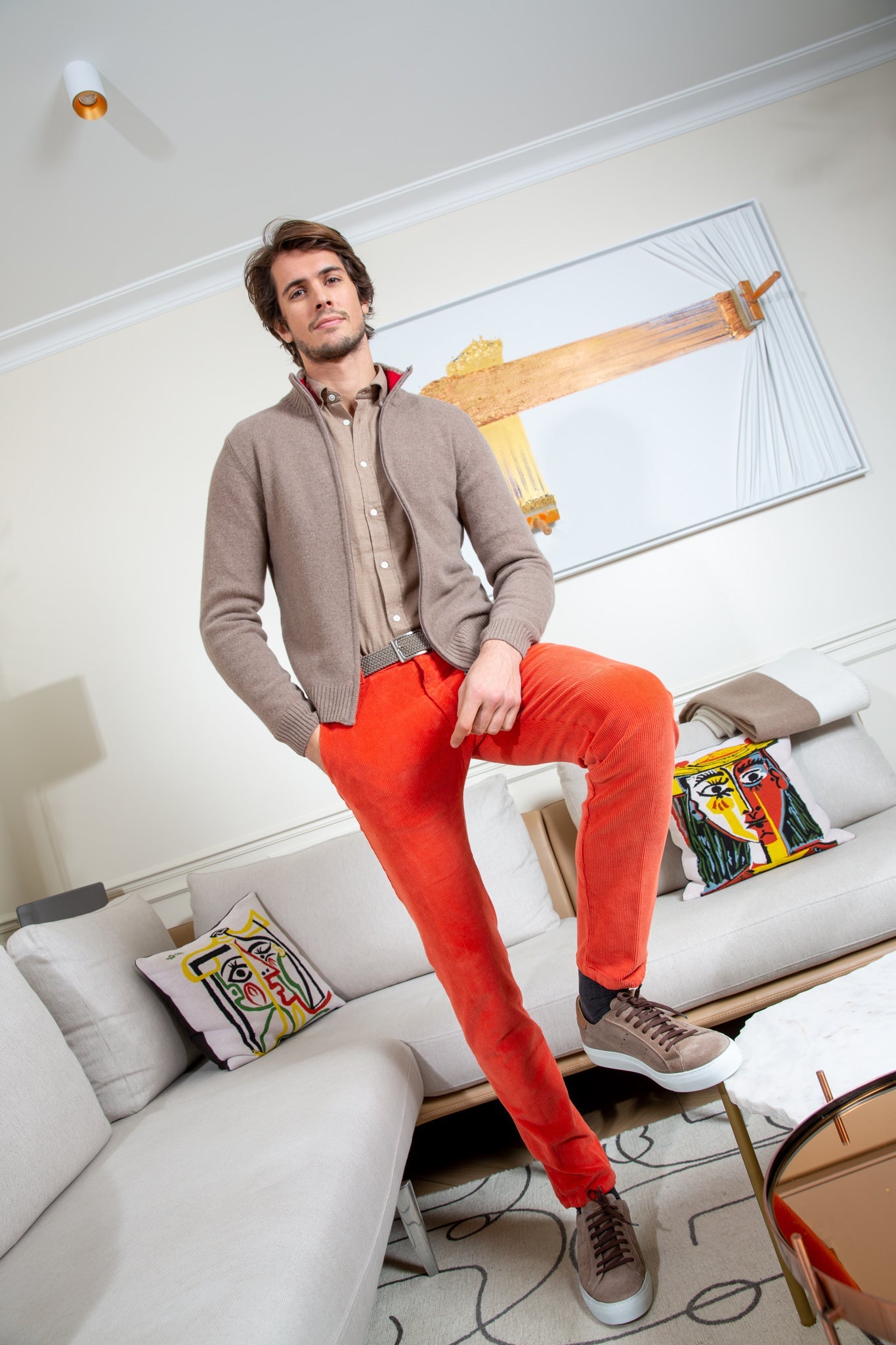 Pantalon Seanfit en velours côtelé - Orange-PANTALON HOMME-Curling-Paris