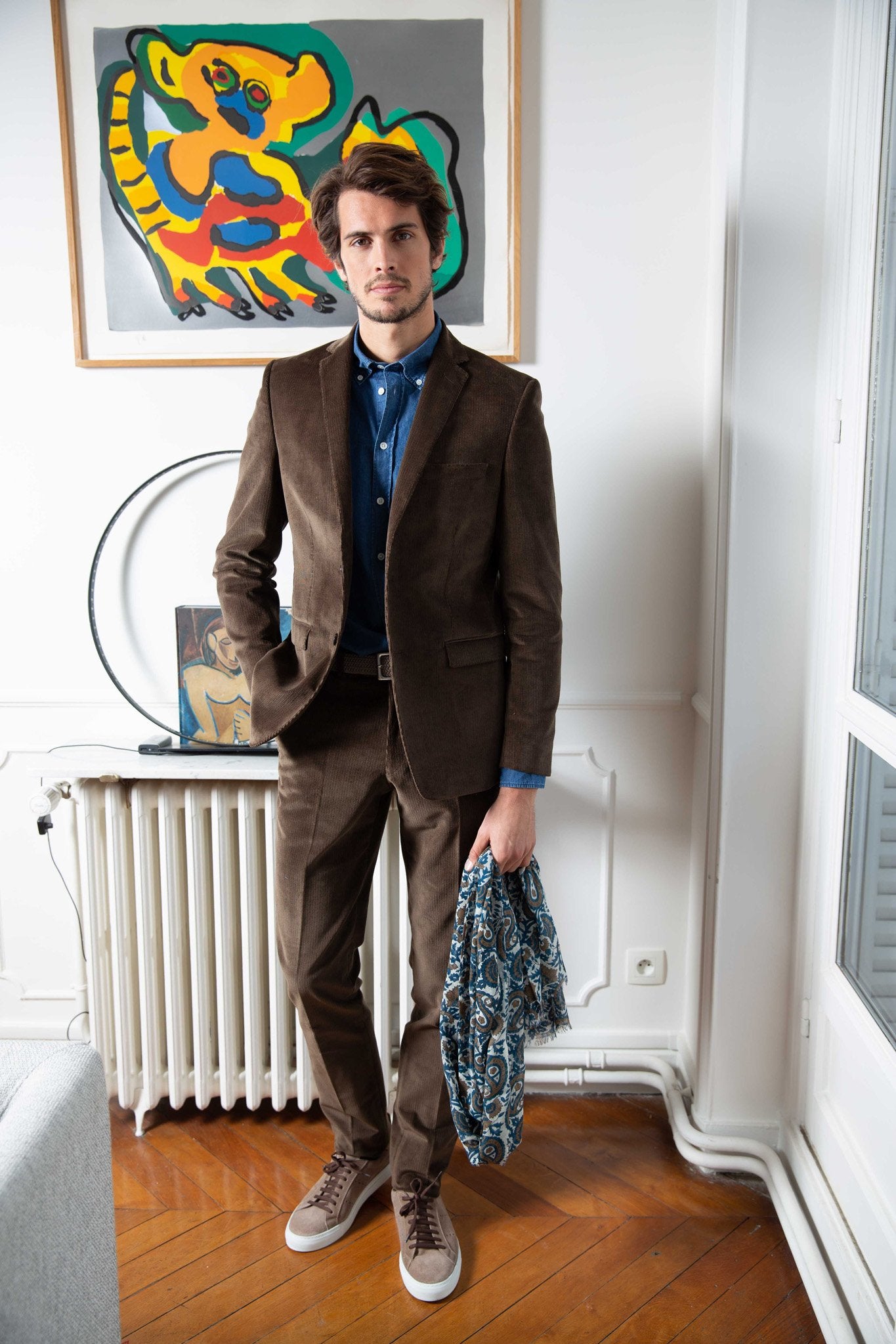 Pantalon Segal en velours milleraies - Marron-PANTALON HOMME-Curling-Paris
