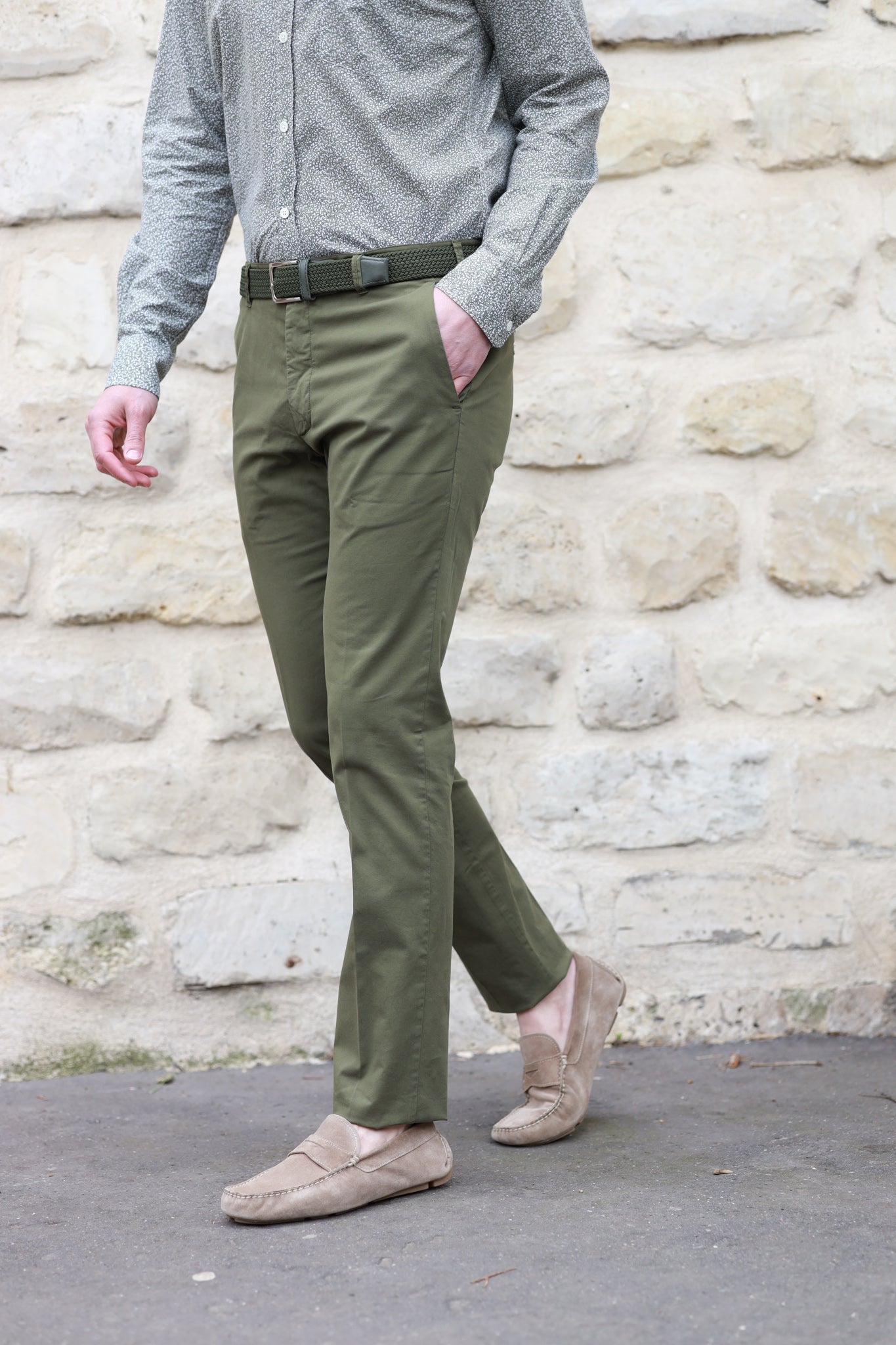 Pantalon d'été Seanfit en coton stretch - Olive-PANTALON HOMME-Curling-Paris