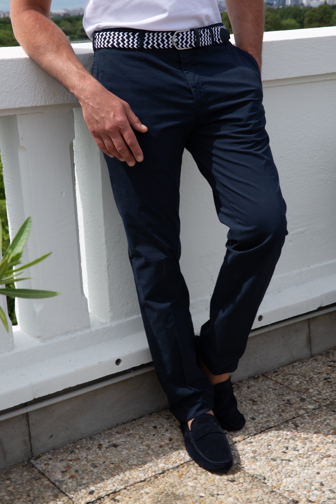 Pantalon sean d'été en coton stretch - Marine-PANTALON HOMME-Curling-Paris