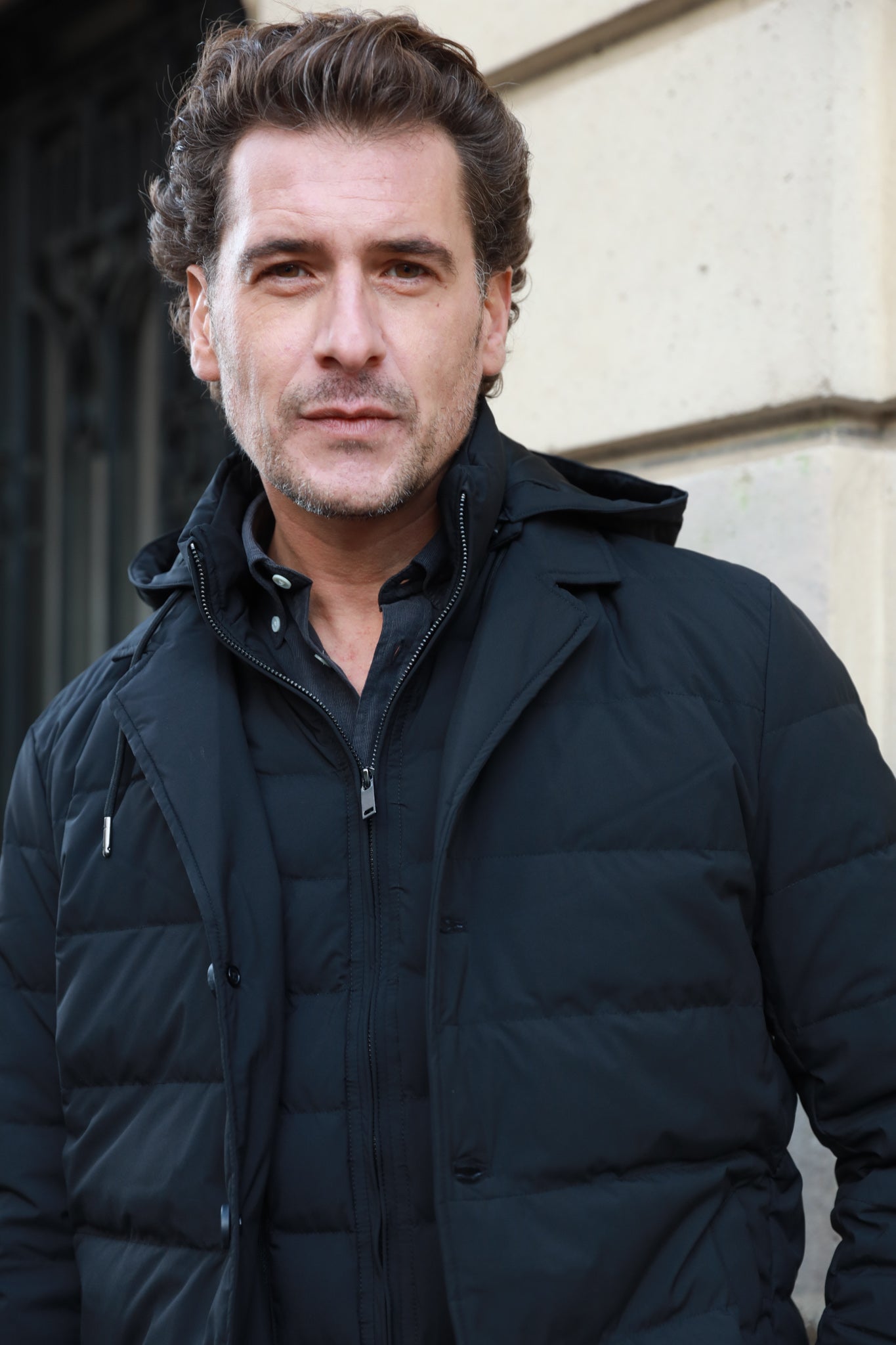 Parka matelassée Gerard en Soft Shell - Noir-MANTEAU HOMME-Curling-Paris