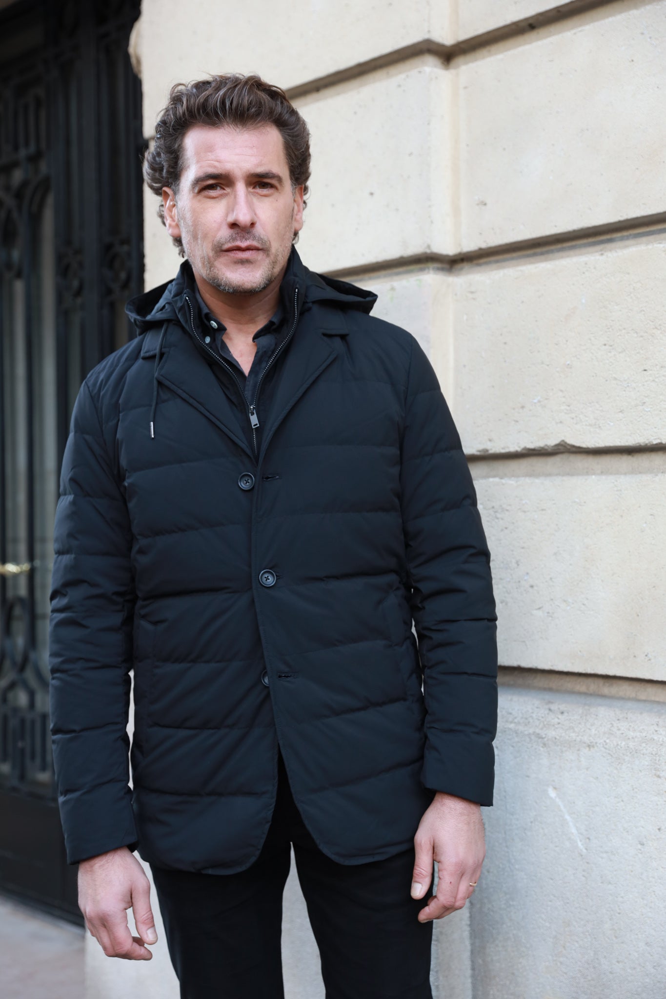 Parka matelassée Gerard en Soft Shell - Noir-MANTEAU HOMME-Curling-Paris