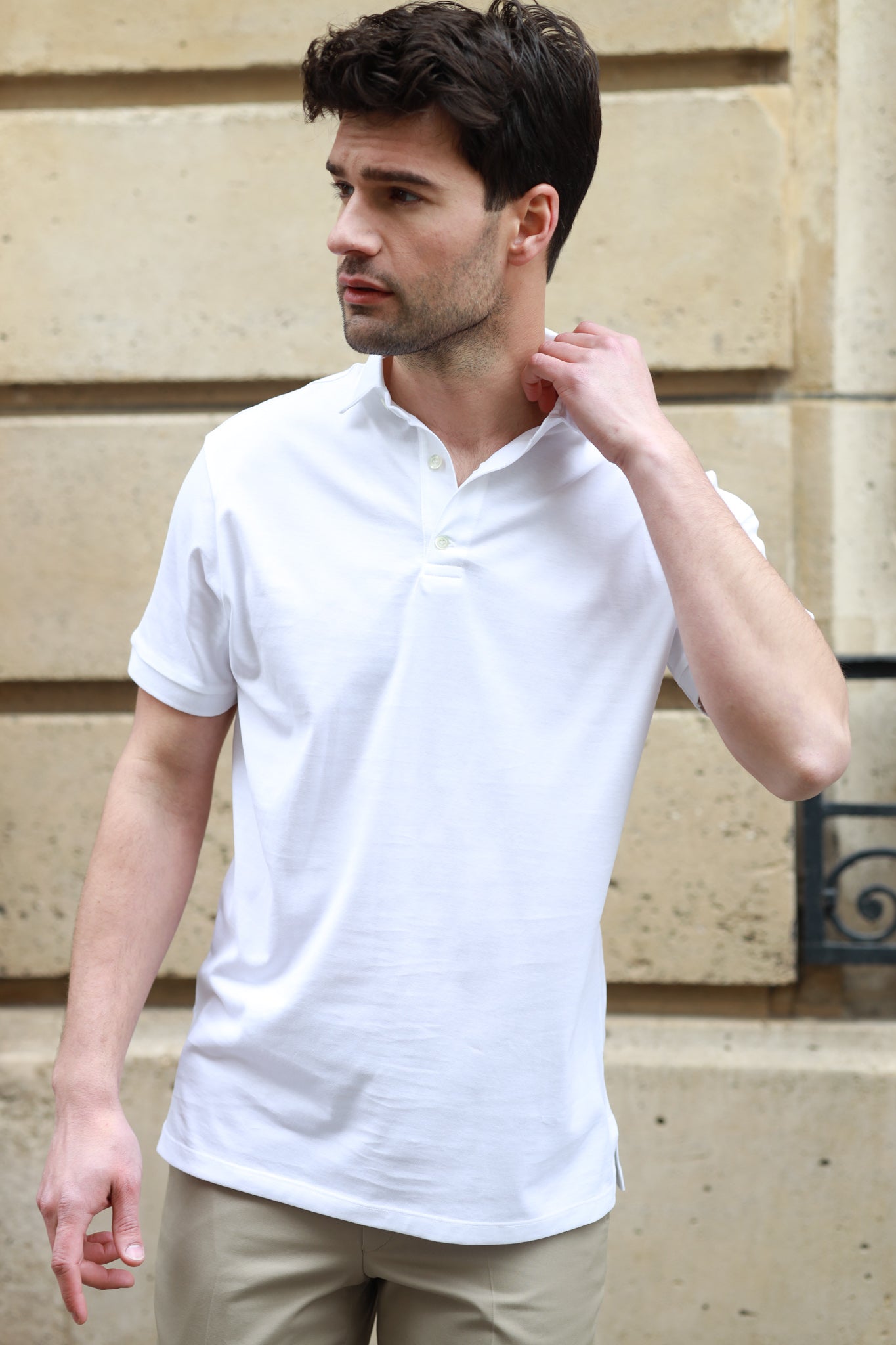 Polo Jack en jersey de coton - Blanc-POLO HOMME-Curling-Paris