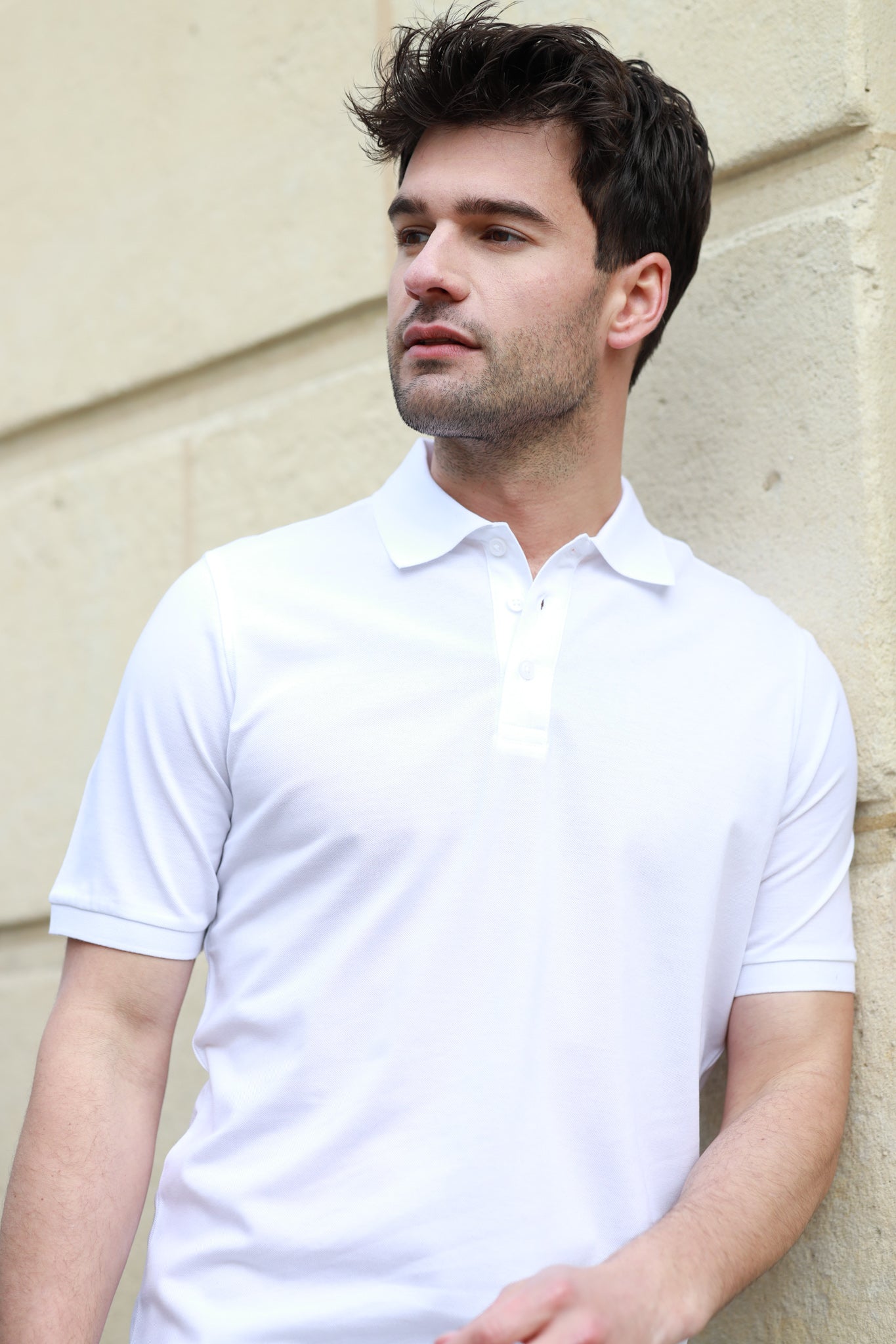 Polo homme Rogue en piqué de coton mercerisé - Blanc-POLO HOMME-Curling-Paris