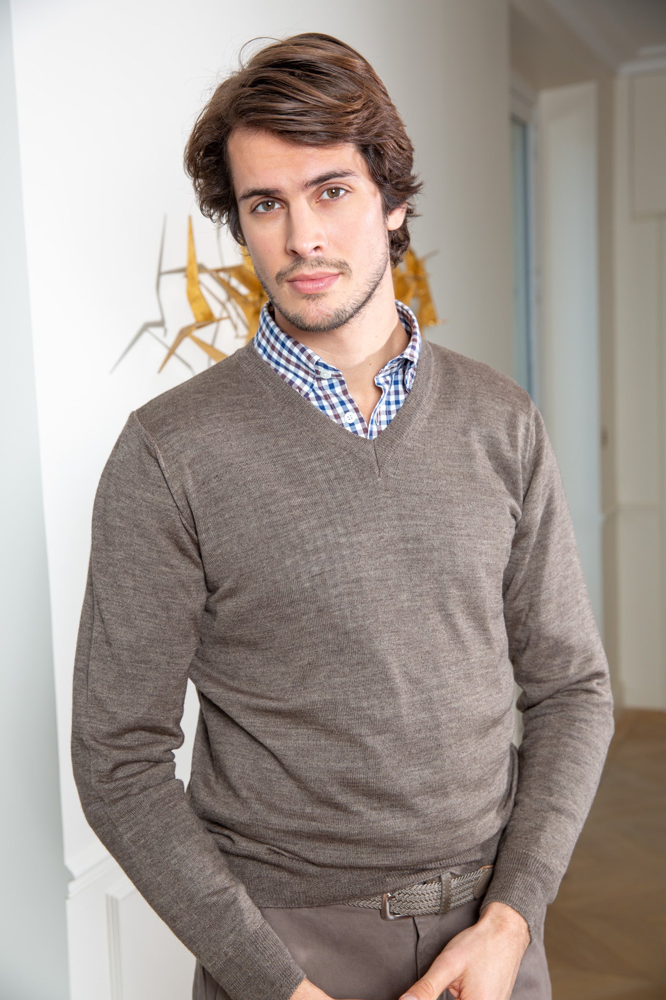 Pull Alban en laine mérinos - Taupe-PULL HOMME-Curling-Paris