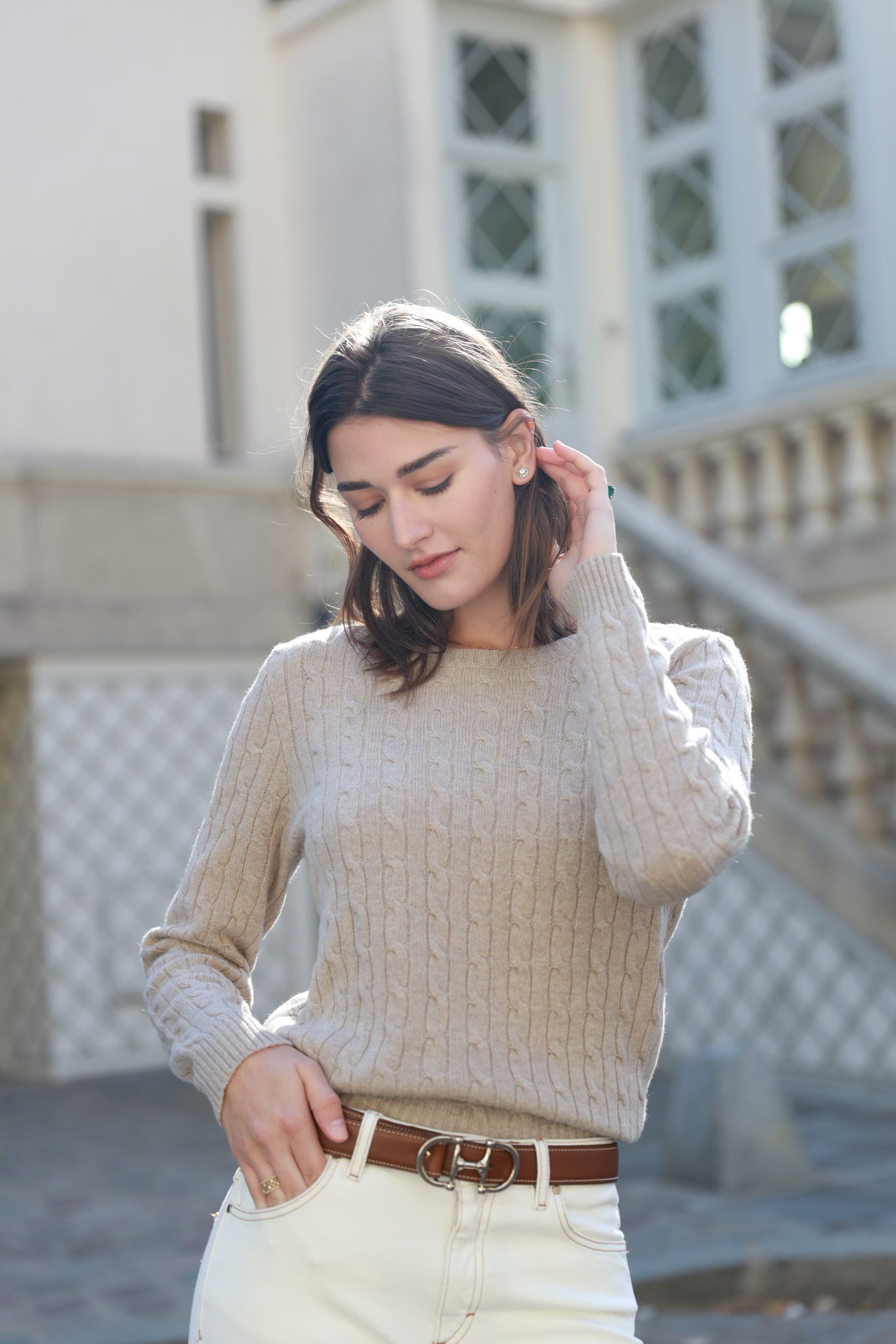 Pull Albie en laine mérinos et cachemire - Beige-PULL FEMME-Curling-Paris