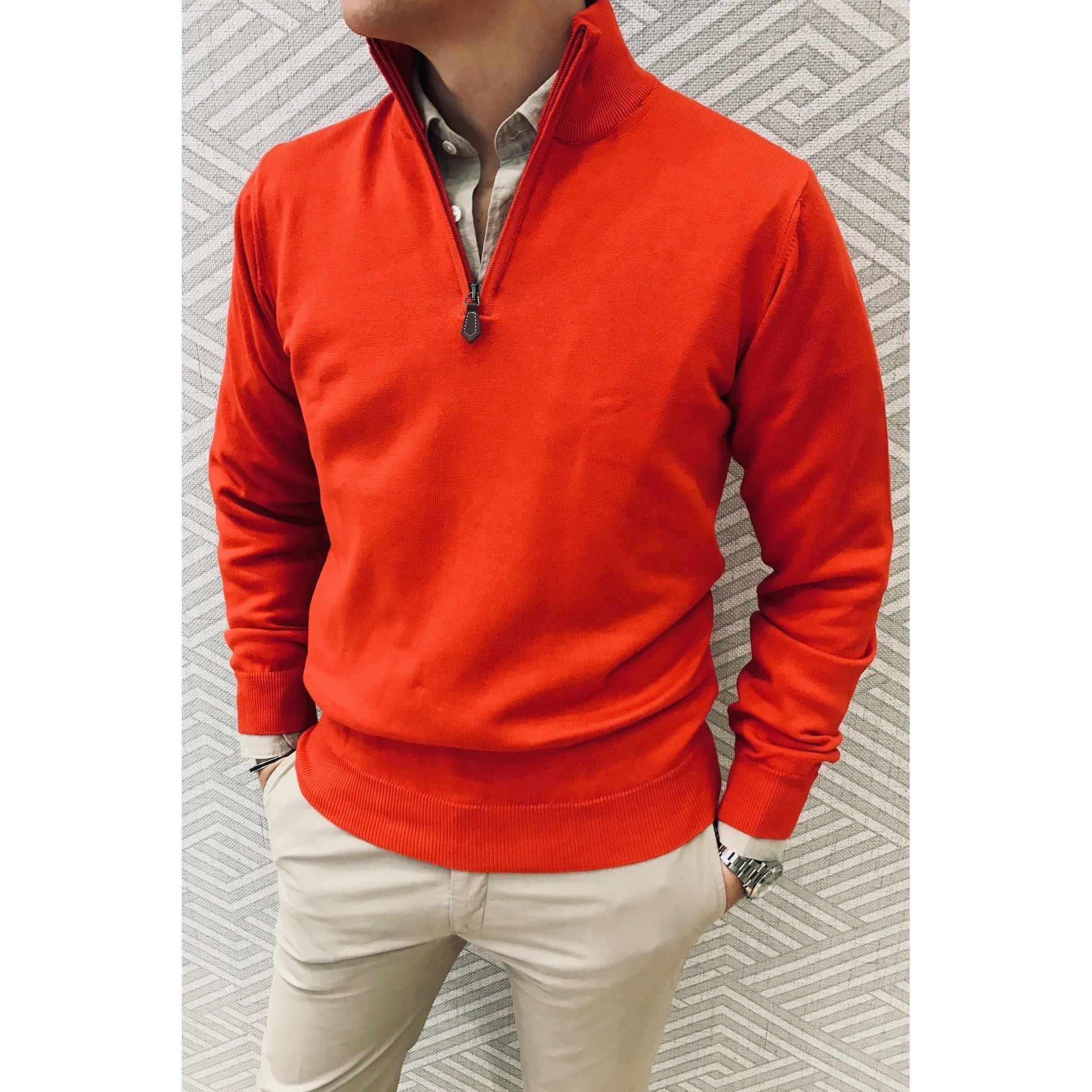 Pull John col zippé en coton avec coudières-PULL HOMME-Curling-Paris