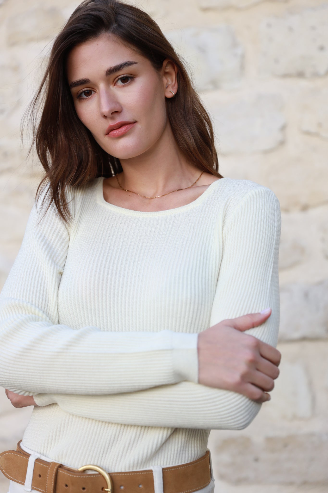 Pull Nora col danseuse en laine mérinos - Ecru-PULL FEMME-Curling-Paris