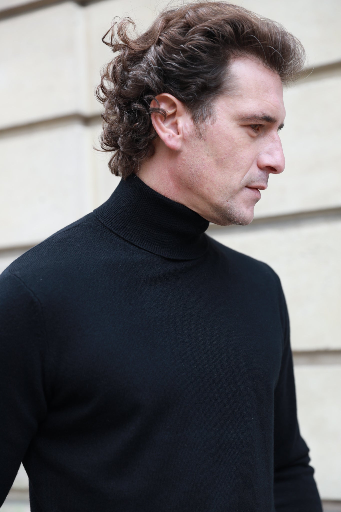 Pull col roulé en cachemire - Noir-PULL HOMME-Curling-Paris