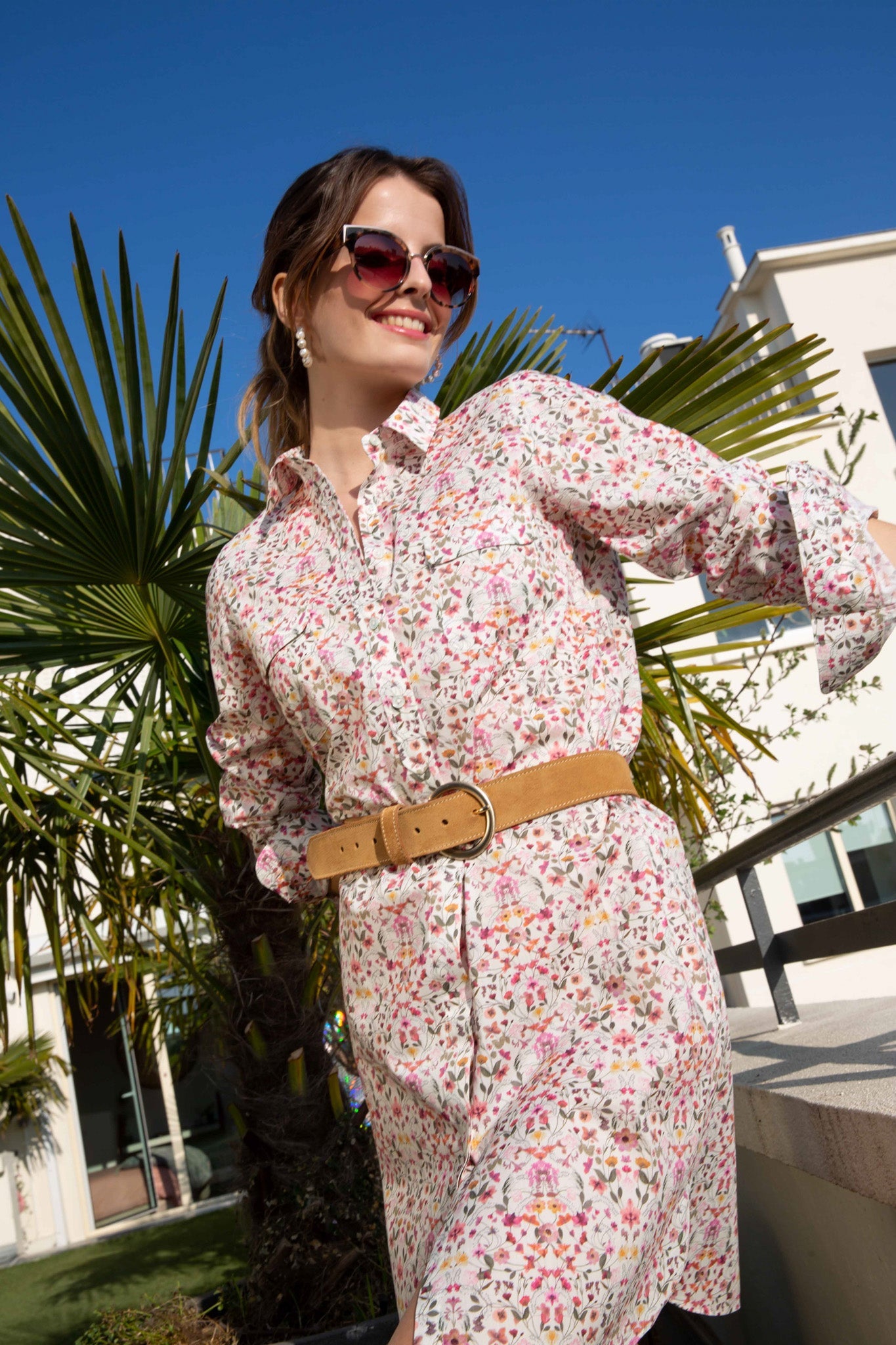 Robe chemisier Rania en coton Liberty of London - rose-ROBE FEMME-Curling-Paris