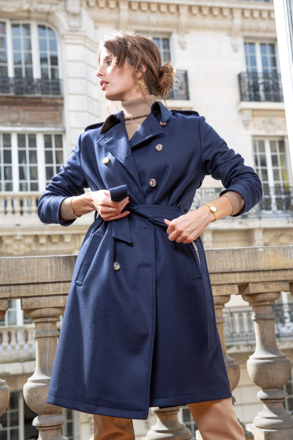 trench court femme bleu marine