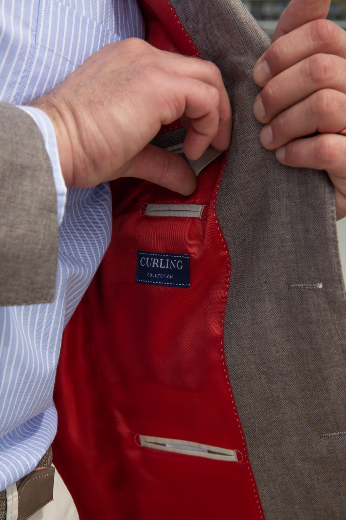 Veste Goal en lin Angelico - Chevron Mushroom-VESTE BLAZER HOMME-Curling-Paris