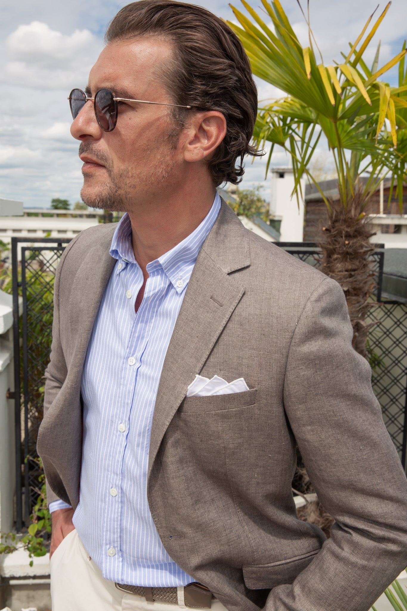 Veste Goal en lin Angelico - Chevron Mushroom-VESTE BLAZER HOMME-Curling-Paris