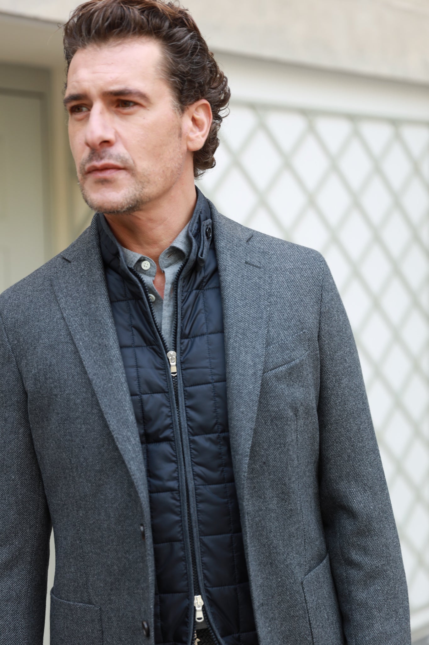 Veste Gostev en laine et cachemire - Anthracite-VESTE BLAZER HOMME-Curling-Paris