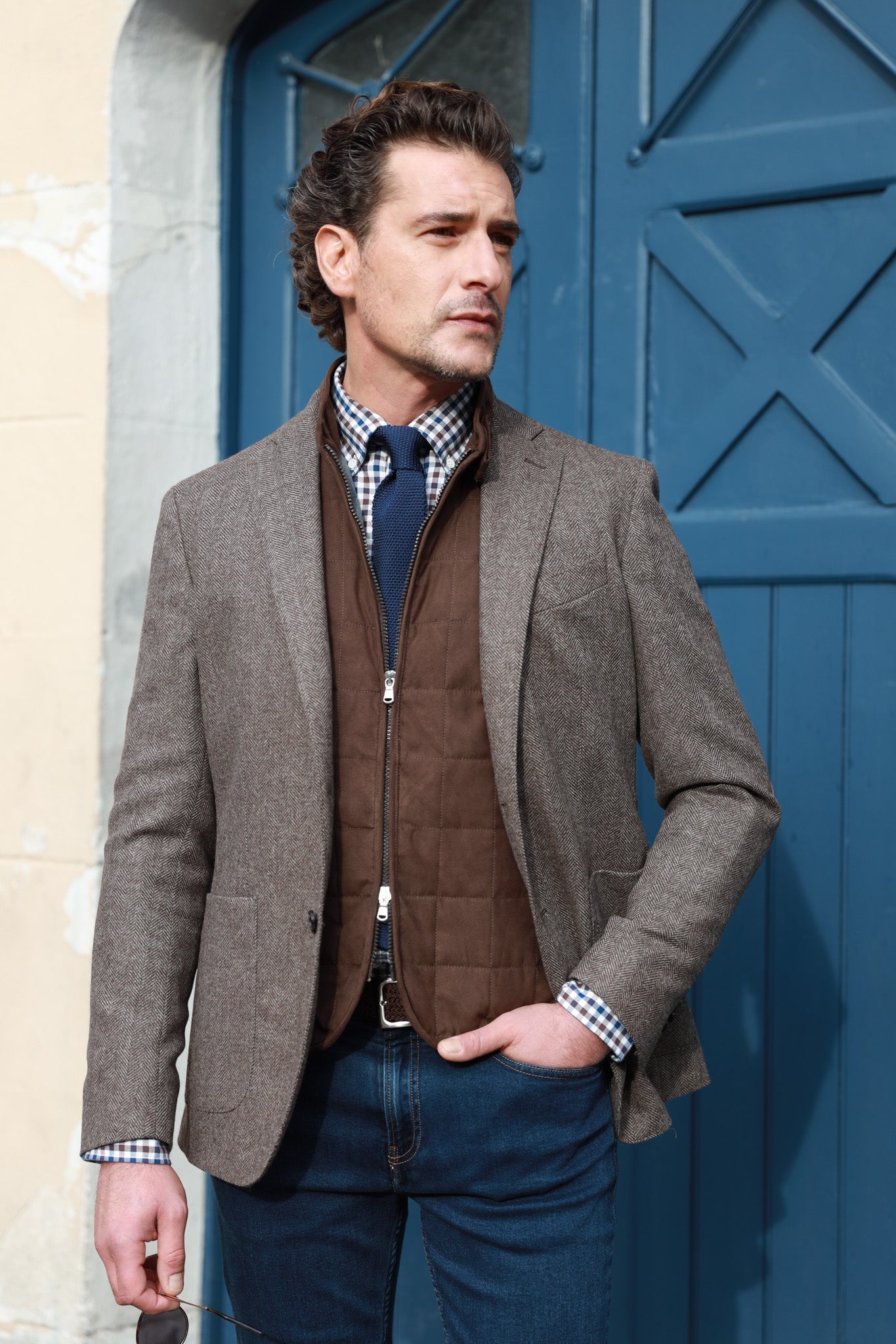 Veste Gostev en laine et cachemire - Marron-VESTE BLAZER HOMME-Curling-Paris
