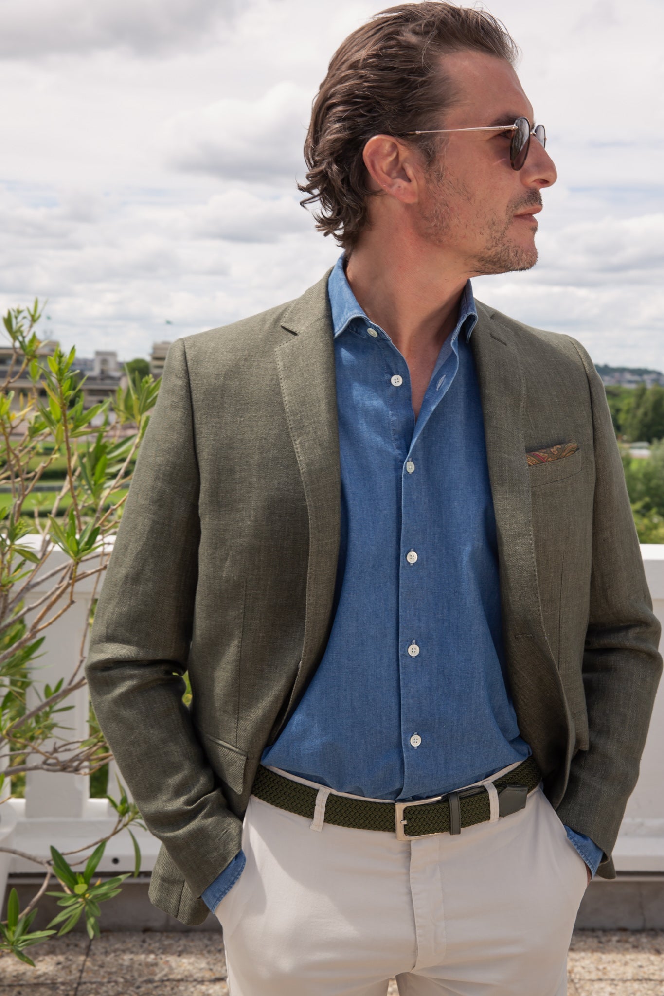 Veste Steven en lin Solbiati - Kaki-VESTE BLAZER HOMME-Curling-Paris