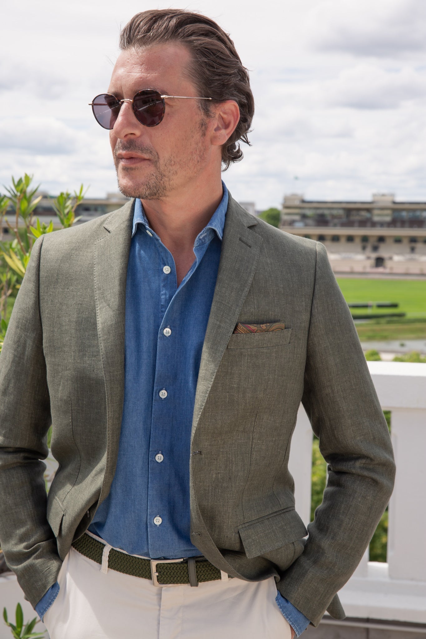 Veste Steven en lin Solbiati - Kaki-VESTE BLAZER HOMME-Curling-Paris