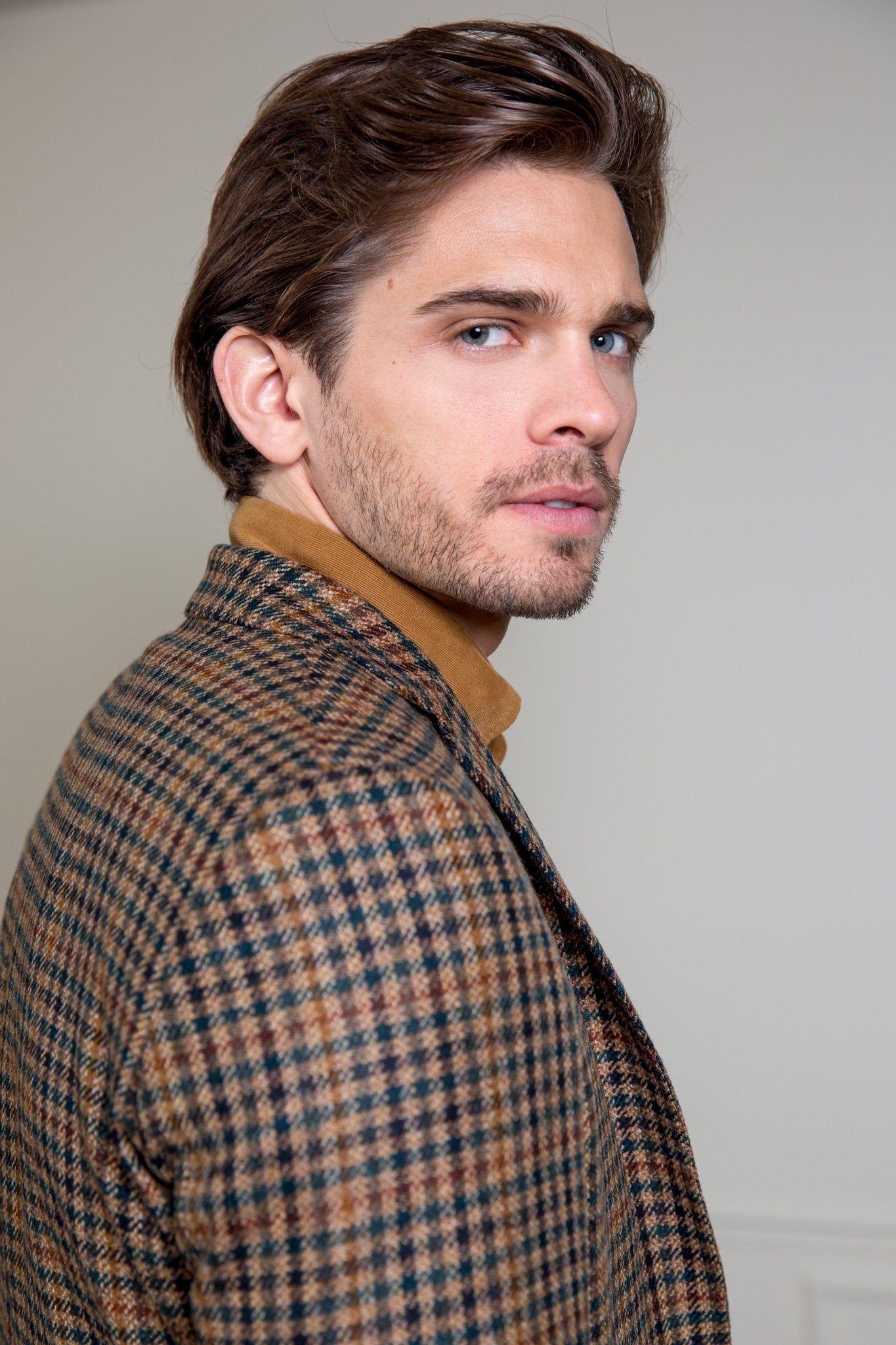 Veste Steven pure laine à carreaux miel-VESTE BLAZER HOMME-Curling-Paris