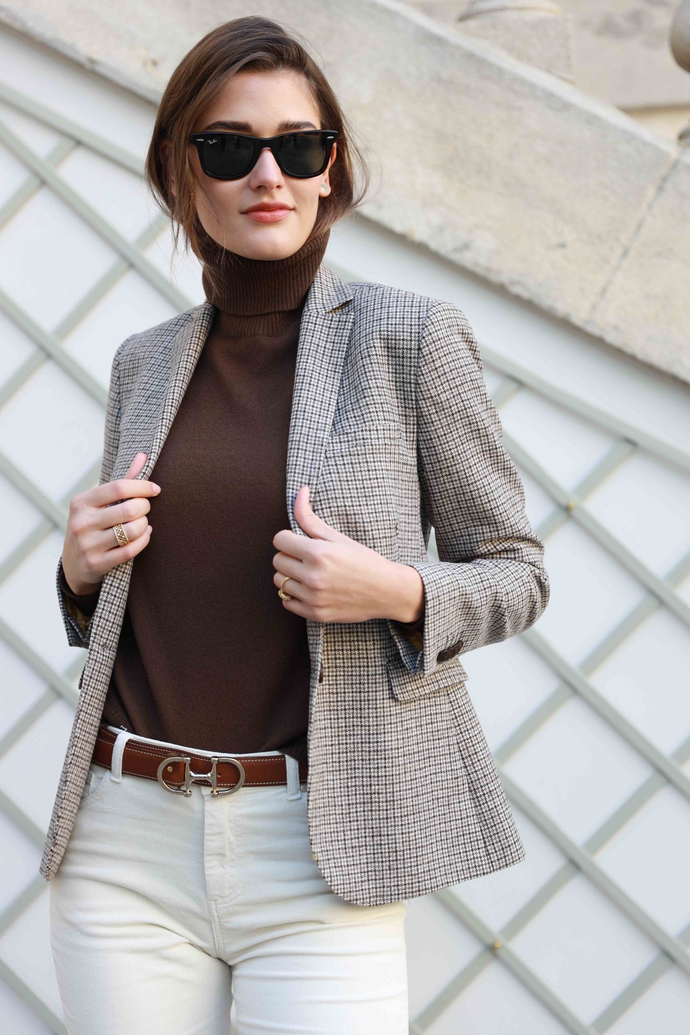 Veste Vesnove en laine à carreaux - Marron-VESTE BLAZER FEMME-Curling-Paris