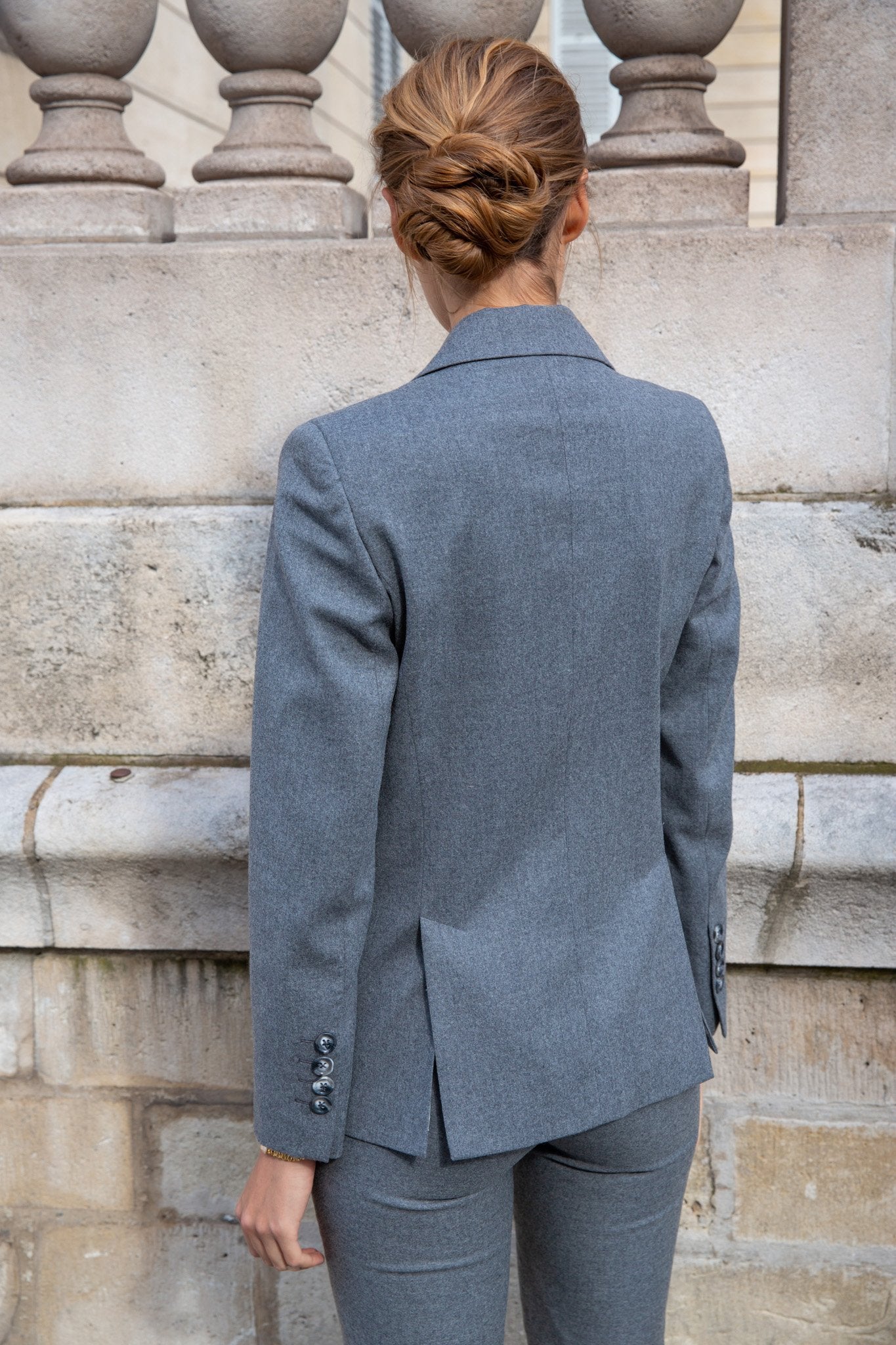 Veste de tailleur Lili en flanelle - Gris-VESTE BLAZER FEMME-Curling-Paris